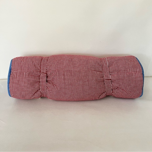 Pottery Barn Kids Red White Blue Gingham Sleeping Bag Shaggy Dog Pup Checkers - Picture 3 of 16